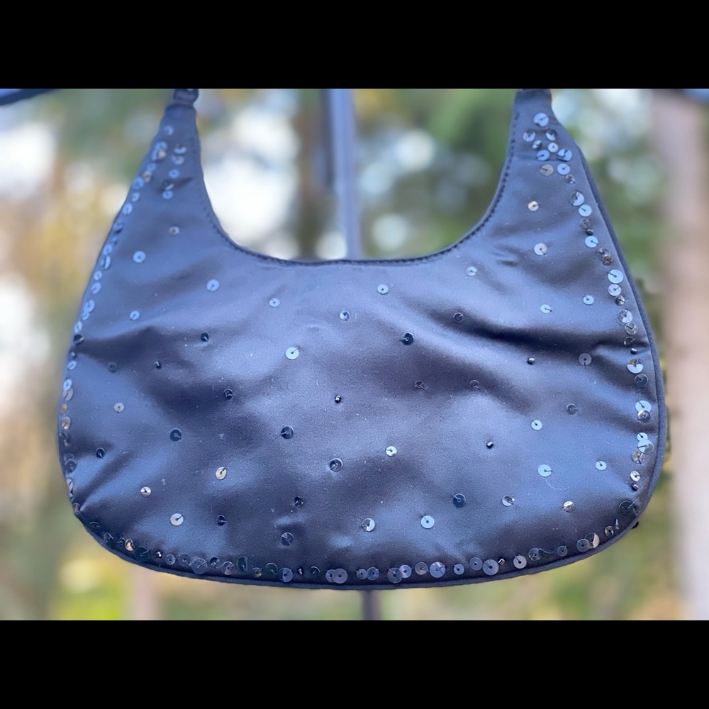 Prom, Special Occasion small purse, Ann Taylor, satin, sequins, snap closure